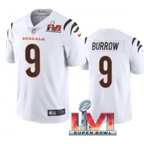 Tröjor Cincinnati Bengals Joe Burrow 9 Vit 2022 Super Bowl LVI Vapor Limited - Män
